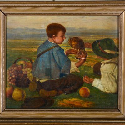CHILDREN WITH A FALCON, ATTRIBUTED ENRIQUE SEGURA IGLESIAS.