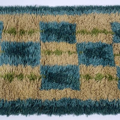 SCANDINAVIAN HANDWOVEN RYA RUG.