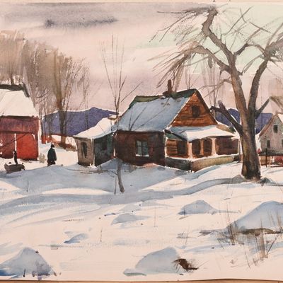 CARL WILLIAM PETERS (1897-1980). FARMHOUSE IN WINTER.
