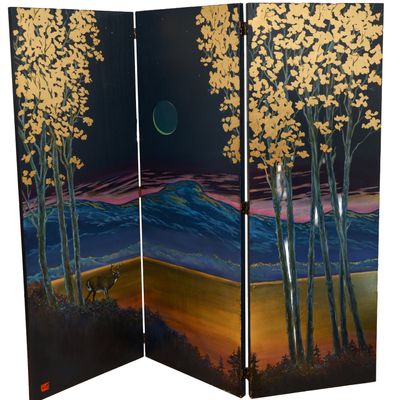 JOHN SQUADRA (B. 1932). PAINTED SCREEN WITH TREES