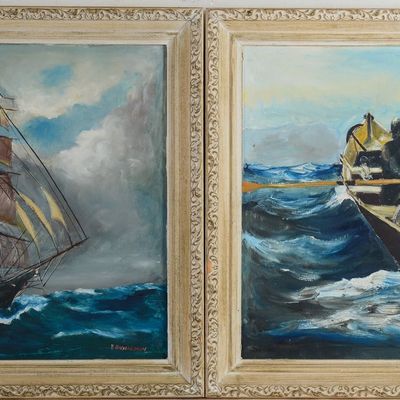 E. RICHARDSON. TWO SEASCAPES.
