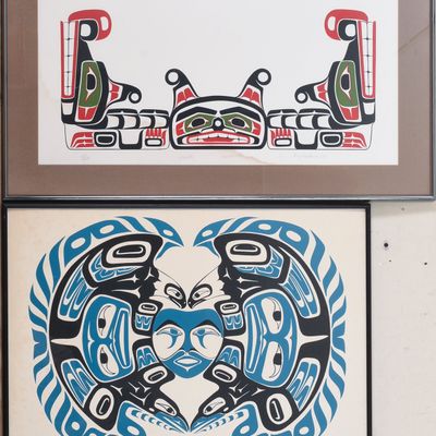 TWO PACIFIC NORTHWEST TRIBAL DESIGN PRINTS.
