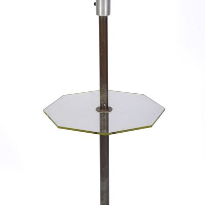 MID CENTURY MODERN FLOOR LAMP SIDE TABLE.