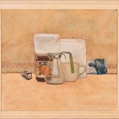 STILL LIFE WITH SYRUP PITCHER.