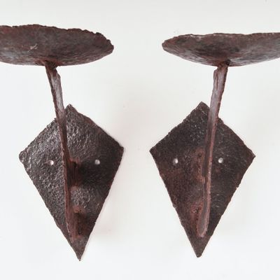 PAIR OF MID CENTURY STEEL SCULPTURES.