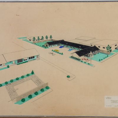 MID CENTURY ILLUSTRATION OF SANDMAN MOTEL, SOUTH PORTLAND