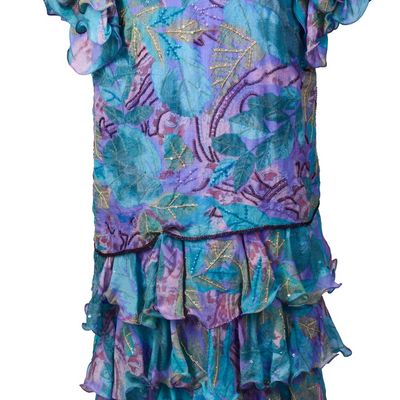 SAKS FIFTH AVENUE TIERED CHIFFON DRESS.