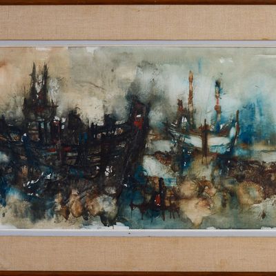 MID CENTURY ABSTRACT PAINTING.