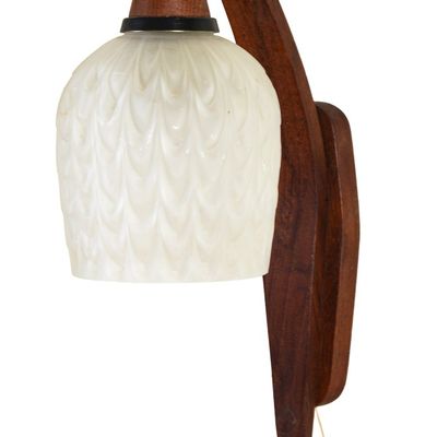 DANISH MODERN TEAK AND GLASS WALL SCONCE.
