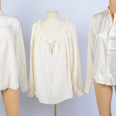 THREE SILK DESIGNER WOMEN'S SHIRTS.