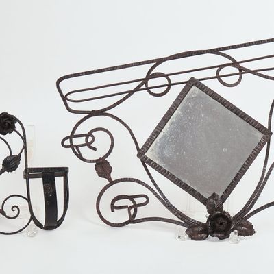 TWO FRENCH WROUGHT IRON PIECES, MANNER OF EDGAR BRANDT.
