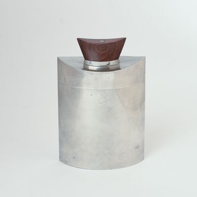 MID CENTURY MODERN PEWTER CONTAINER.