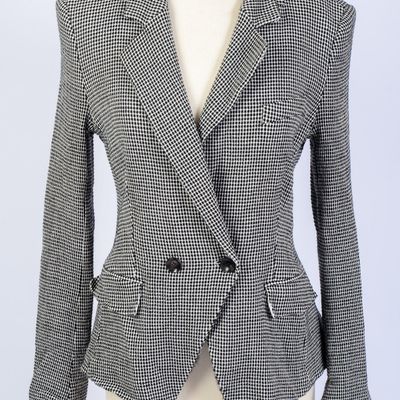 ESCADA BLACK CHECK BLAZER, SIZE 40.