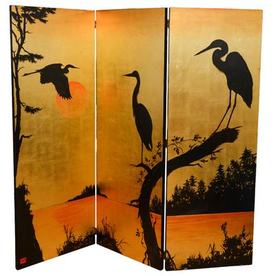 JOHN SQUADRA (B. 1932). PAINTED SCREEN WITH HERON.