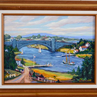 CHARLES T. STEPULE (1911-2006). THE BRIDGE AT GLOUCESTER.