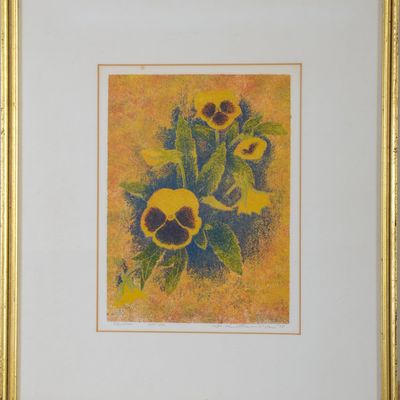 YUKIO KATSUDA SERIGRAPH WITH FLOWERS.