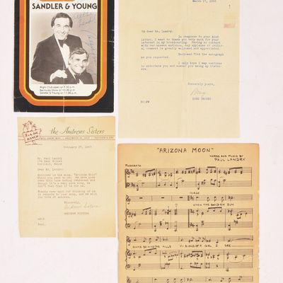BING CROSBY, ANDREWS SISTERS AND SANDLER & YOUNG AUTOGRAPHS.