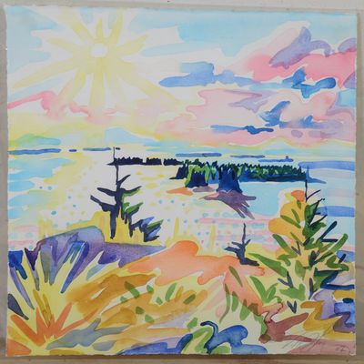 JILL HOY (MAINE, B. 1954). WEST OVER THE CAMDEN HILLS.