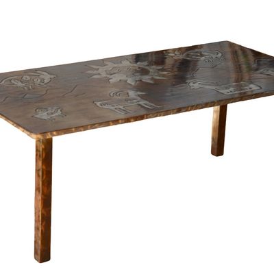 NATIVE AMERICAN DESIGN STEEL COFFEE TABLE.