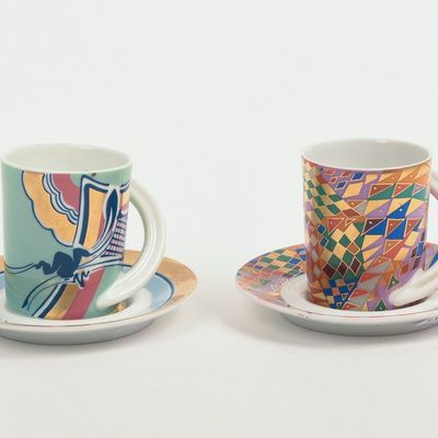 TWO ROSENTHAL ESPRESSO CUPS AND SAUCERS.