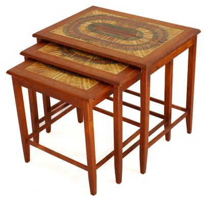 MID CENTURY NESTING SIDE TABLES BY MOBELFABRIKKEN TOFTEN.