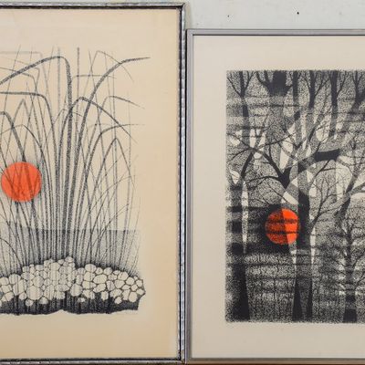 TWO HAND COLORED LITHOGRAPHS.