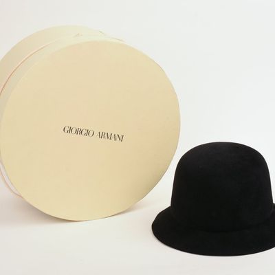 GIORGIO ARMANI VELOUR HAT, SIZE 58.