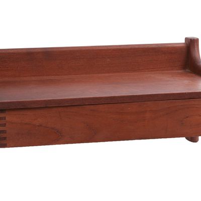 MID CENTURY MODERN WALL SHELF WITH DRAWER.
