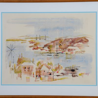 ALFRED BIRDSEY (1912-1996). BERMUDA VILLAGE SCENE.