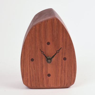MID CENTURY TEAK DESK CLOCK.
