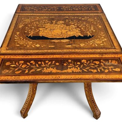Continental Marquetry Expanding Games Or Tea Table