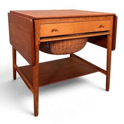 Hans J. Wegner for Illums Bolighus Danish Modern Teak Sewing Table