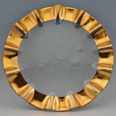 Annie Glass Gold Ruffle Rim Serving Platter