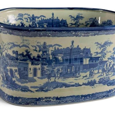 Victoria Ware Blue and White Ironstone Foot Bath
