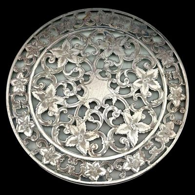 American Sterling Silver & Glass Trivet