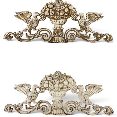 Pair of Painted Cast Iron Eagle Architectural Decorations