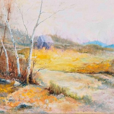 Landscape With Barn, American School, 20th C., Oil On Canvas