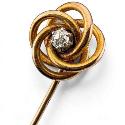 Antique French 18K Gold And Diamond Stick Pin