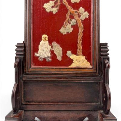 Antique Chinese Inlaid Table Screen