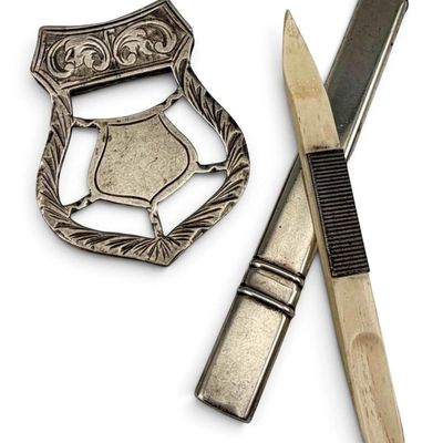 Engraved Silver Page Clip & Pencil Case