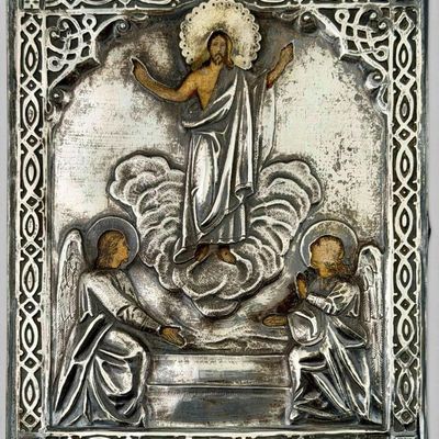 Silver Plate Icon of the Ascension of Christ, Late 19th/Early 20th Century