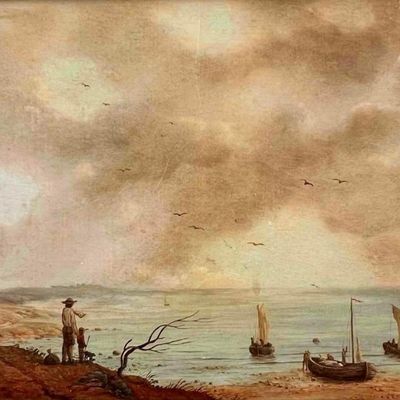 Richard Peterson (California, B. 1947), Nautical Landscape, Oil On Board