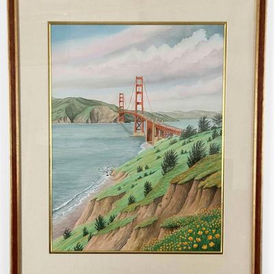 Jeff Siner (California, 20th C.), Golden Gate Bridge, Watercolor
