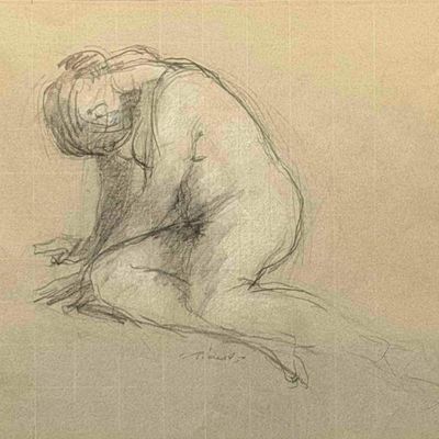 Charled Whitfield Richards (American/Louisiana, 1906-1992), Female Figure Study, Drawing on Paper