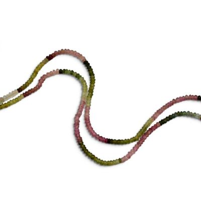 Multi-Color Tourmaline Bead Necklace With 18K Clasp