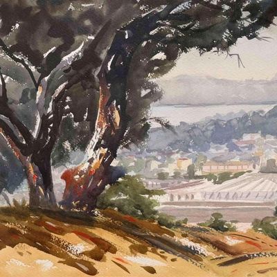Michael Edward Bailey (California, 1943-2025), The Overlook, Mar Vista, Watercolor