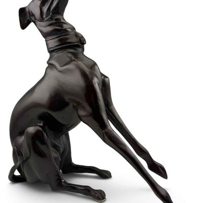 Large Bronze Greyhound or Whippet Dog Sculpture
