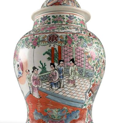 Large Chinese Famille Rose Porcelain Covered Jar
