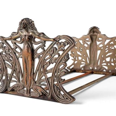 Art Nouveau Figural Folding Book Rack