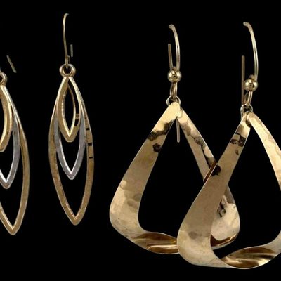 Two Pairs 14K Gold Earrings